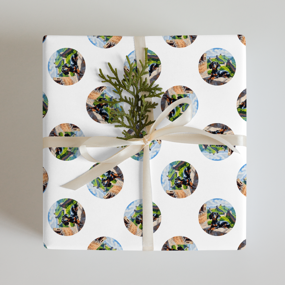 PugMug Custom Black Dachshund Wrapping Paper