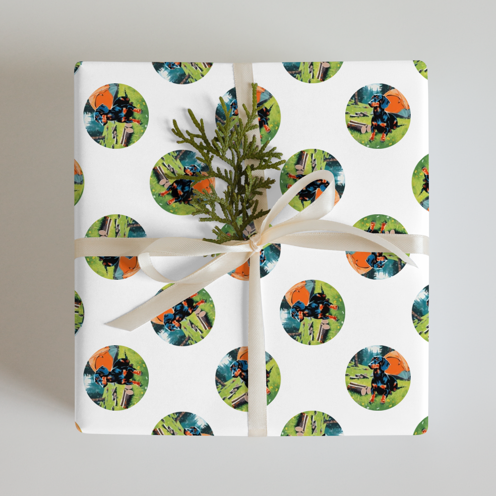 PugMug Custom Black Dachshund Wrapping Paper