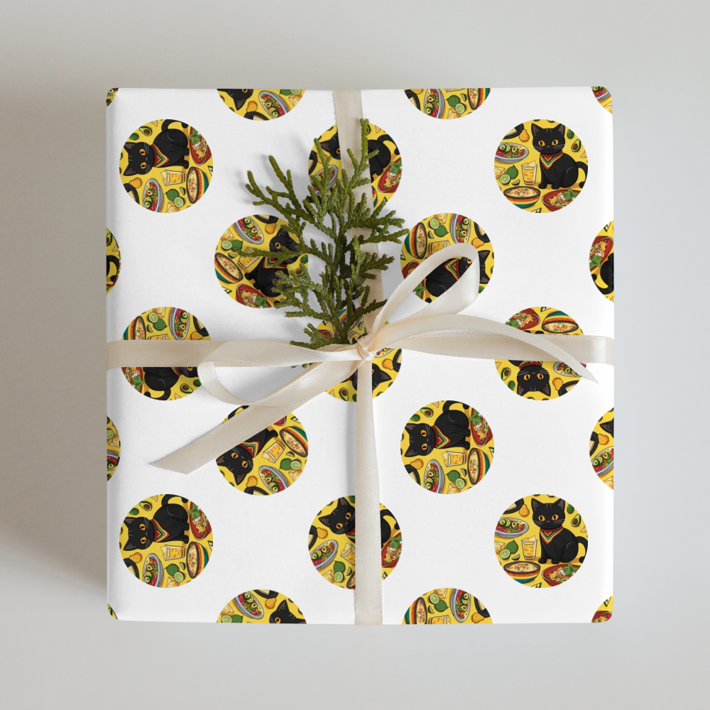 PugMug Custom Black Companion Cat Wrapping Paper