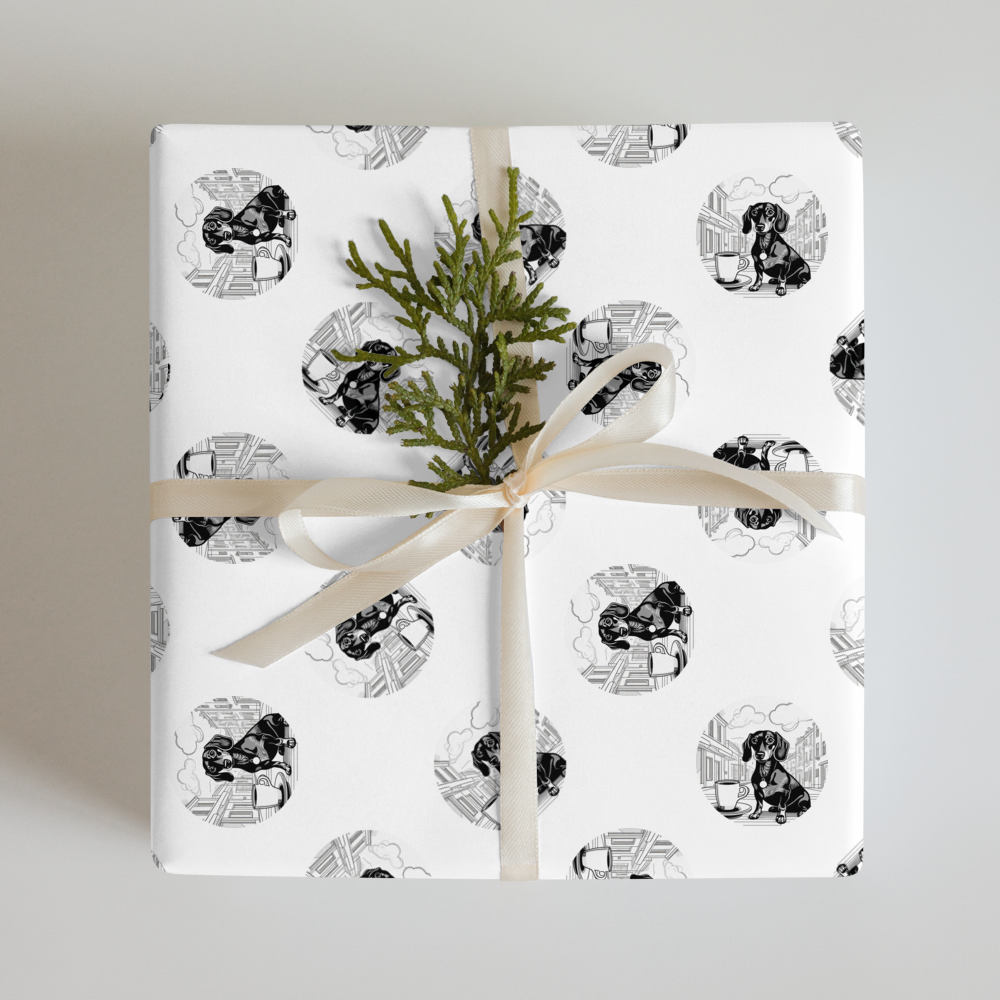 PugMug Custom Black Dachshund Wrapping Paper