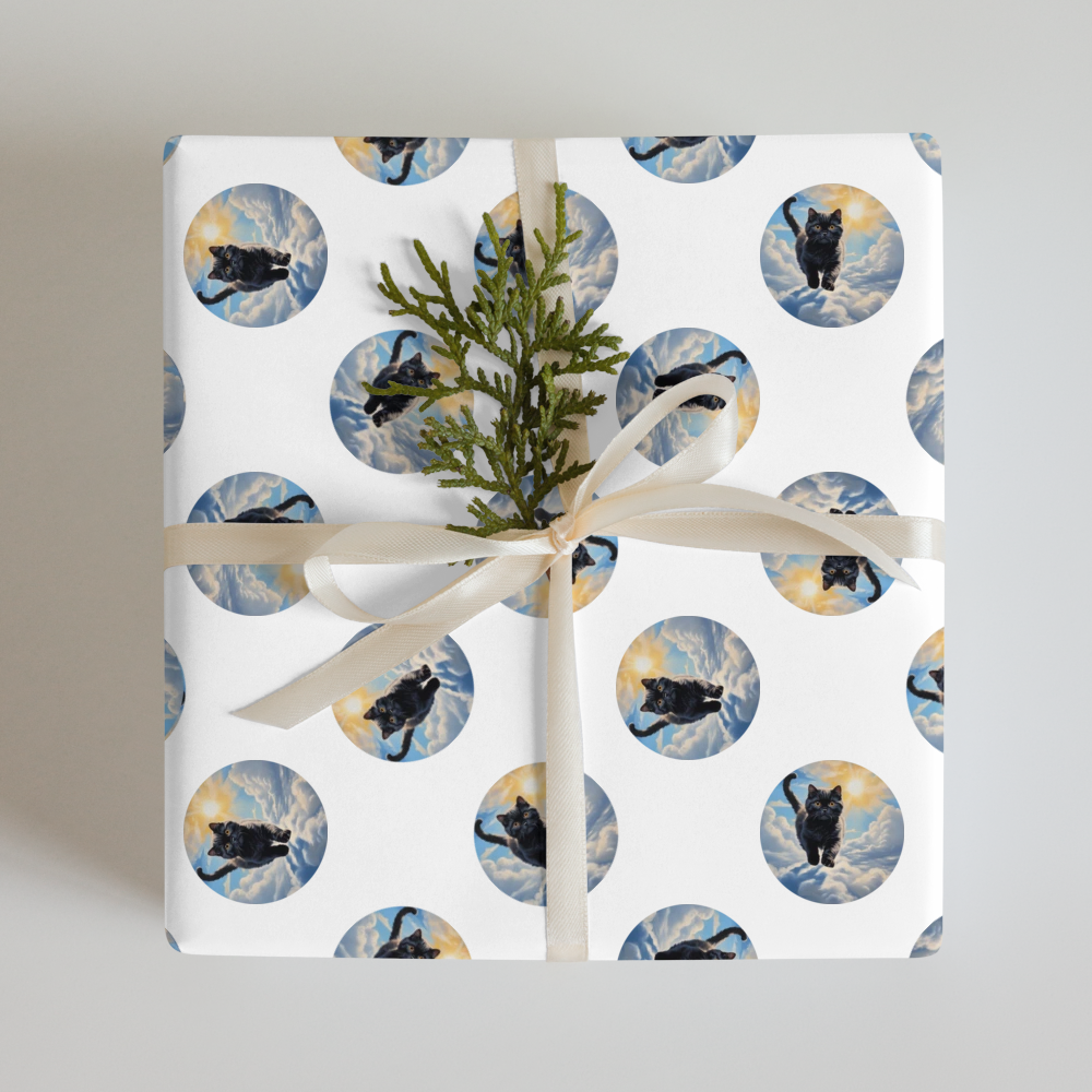 PugMug Custom Black Scottish Fold Cat Wrapping Paper