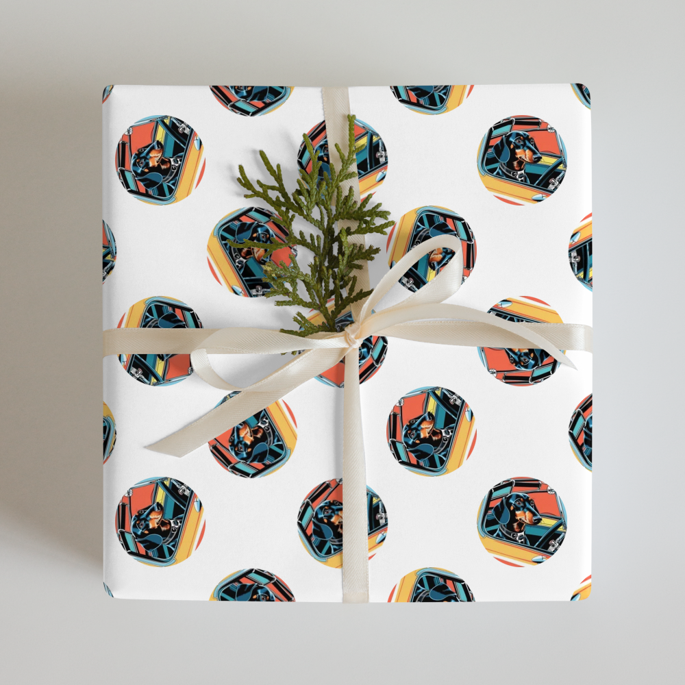 PugMug Custom Black Dachshund Wrapping Paper