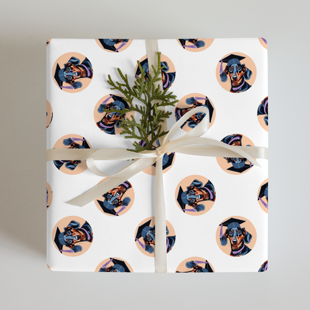 PugMug Custom Black Dachshund Wrapping Paper