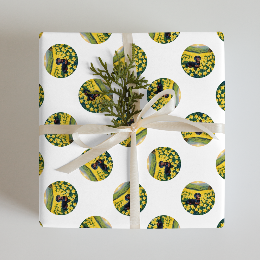 PugMug Custom Black Dachshund Wrapping Paper