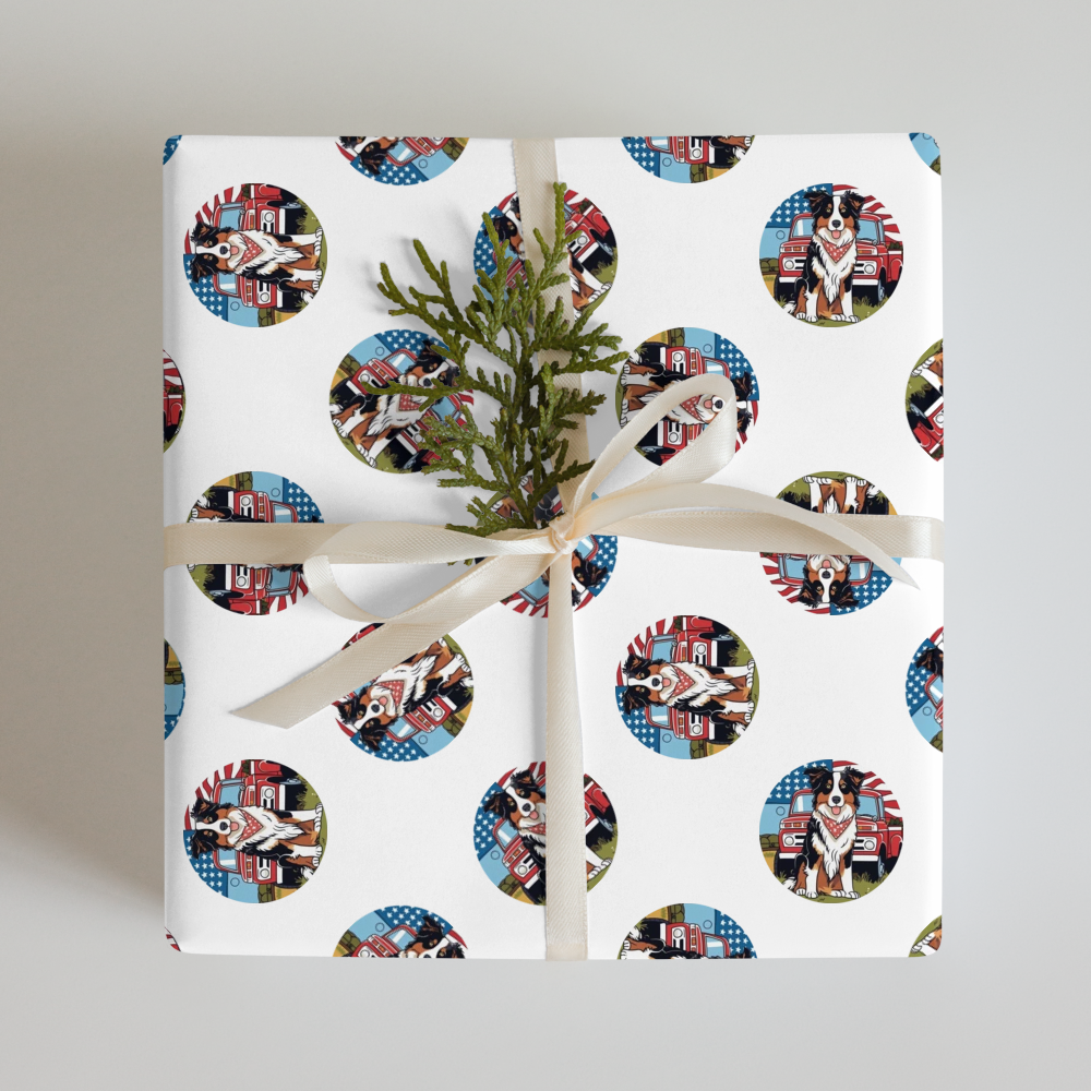 PugMug Custom Australian Shepherd Dog Wrapping Paper