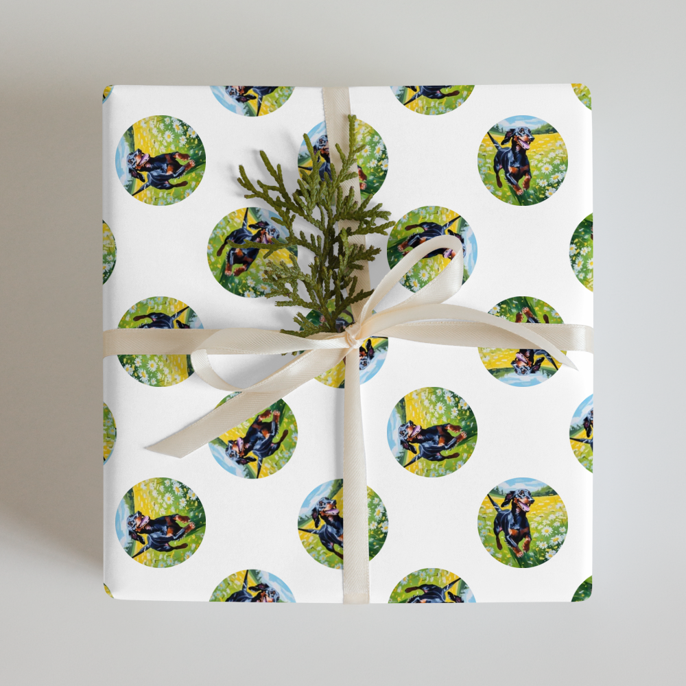 PugMug Custom Black Dachshund Wrapping Paper