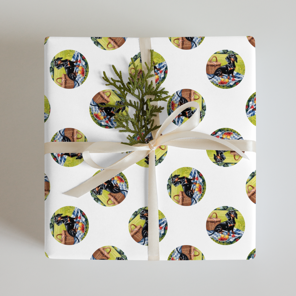 PugMug Custom Black Dachshund Wrapping Paper