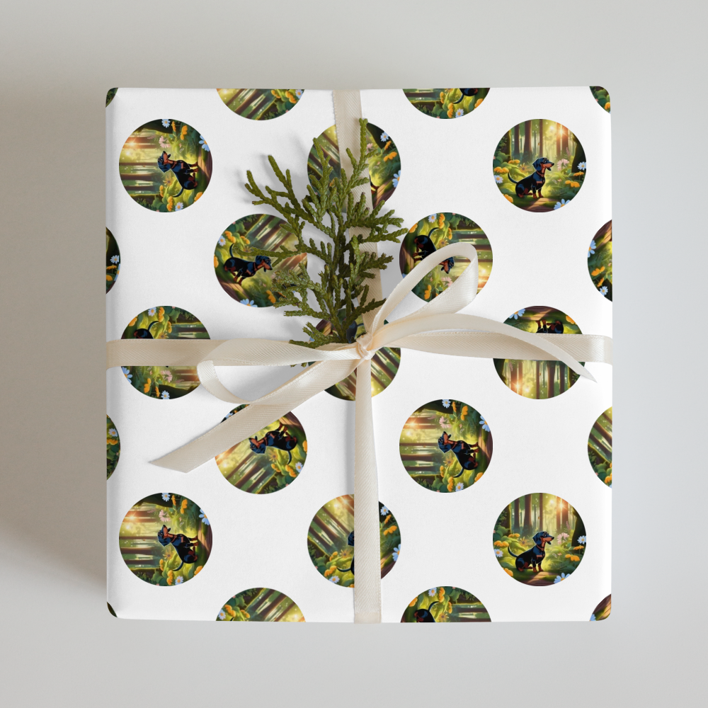 PugMug Custom Black Dachshund Wrapping Paper