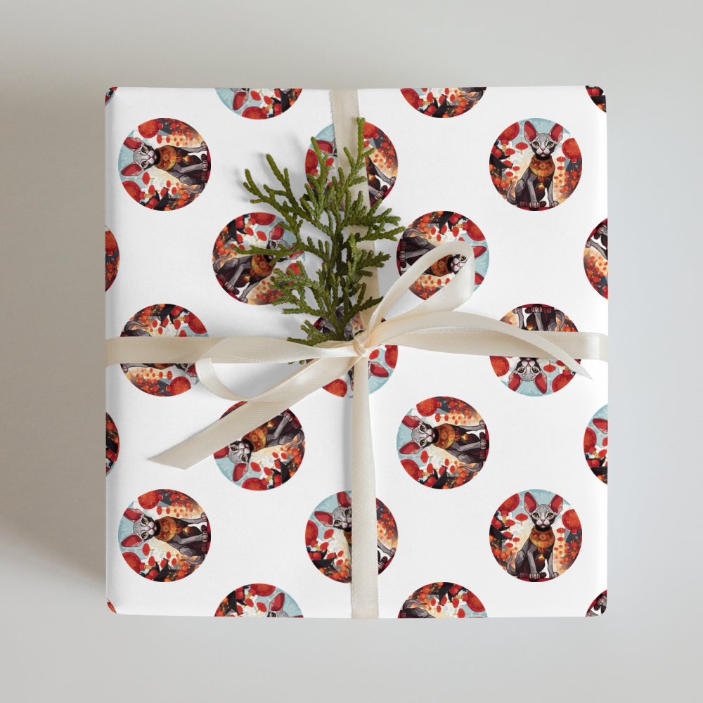 PugMug Custom Tabby Sphynx Cat Wrapping Paper