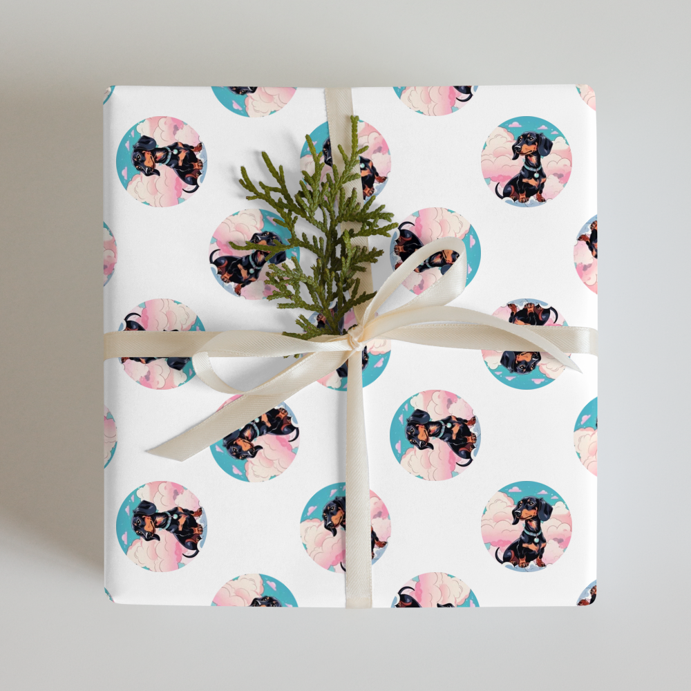 PugMug Custom Black Dachshund Wrapping Paper