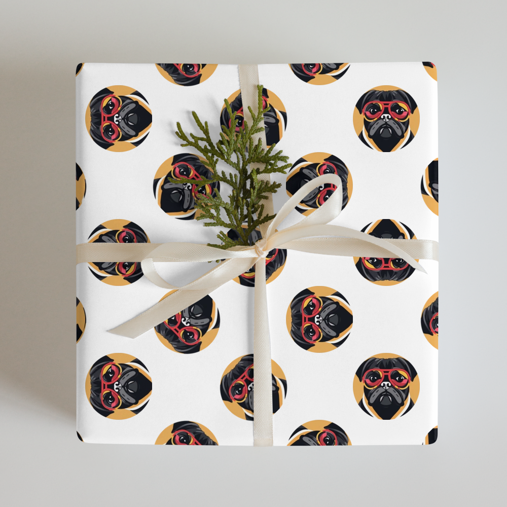 PugMug Custom Black Pug Wrapping Paper