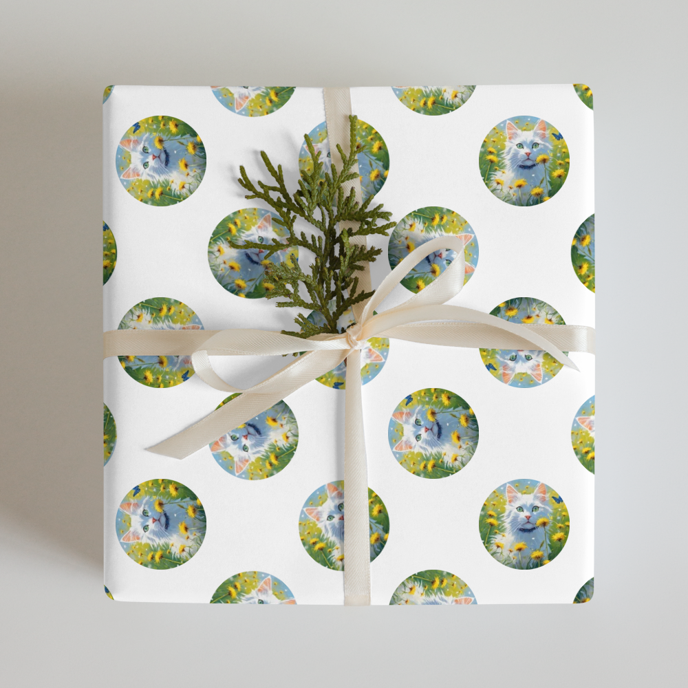 PugMug Custom White Companion Cat Wrapping Paper