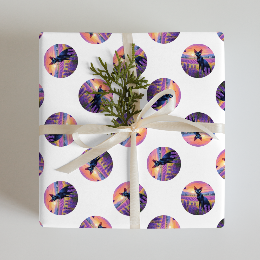 PugMug Custom Black Sphynx Cat Wrapping Paper