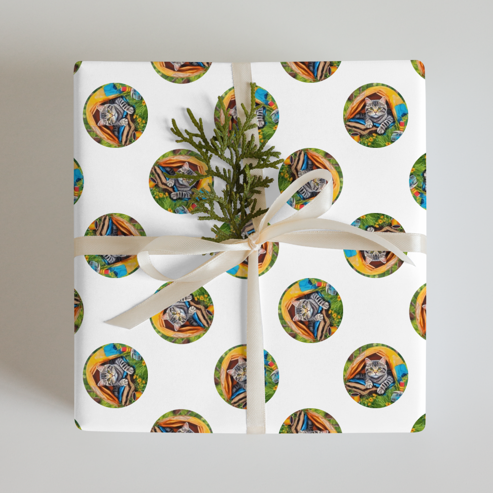 PugMug Custom Tabby Scottish Fold Cat Wrapping Paper