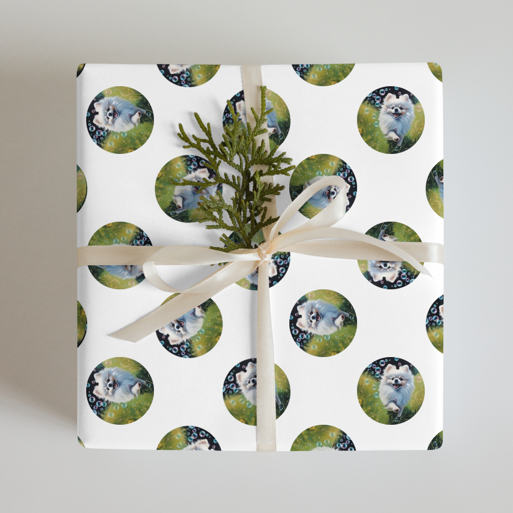 PugMug Custom White Pomeranian Wrapping Paper