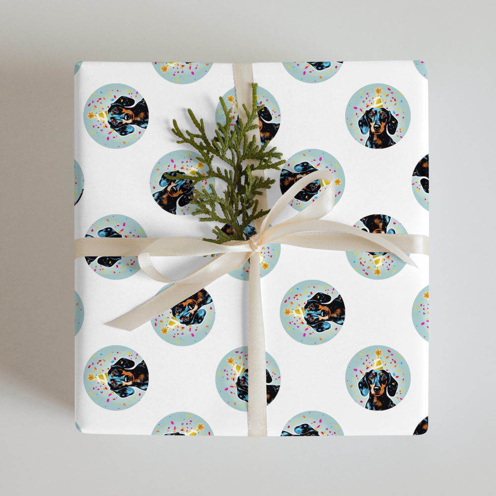 PugMug Custom Black Dachshund Wrapping Paper