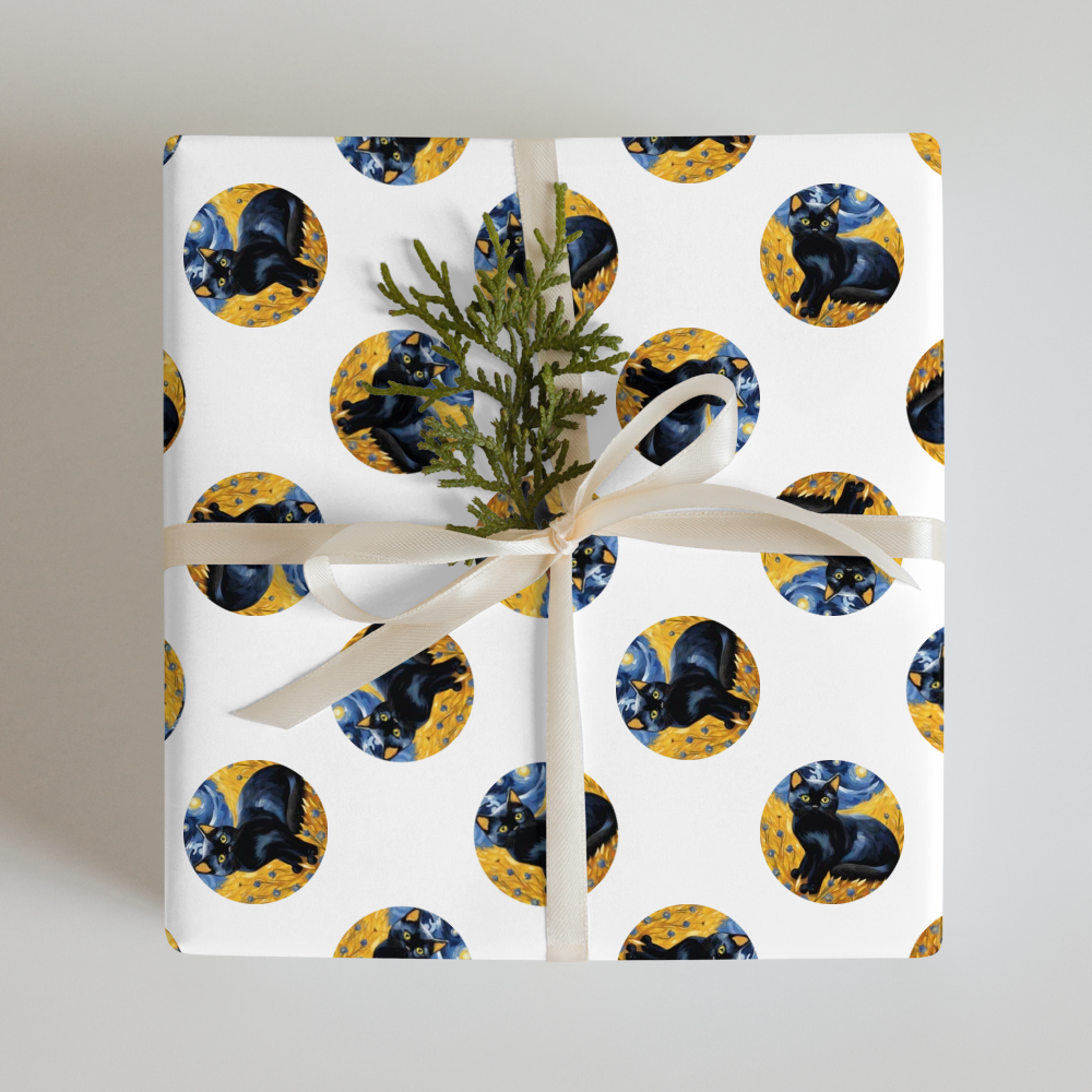 PugMug Custom Black British Shorthair Cat Wrapping Paper