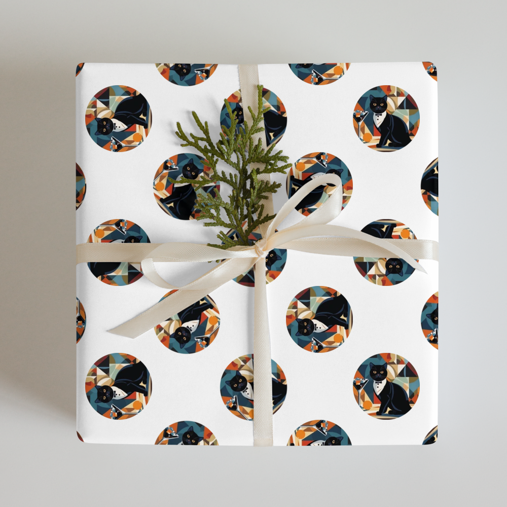PugMug Custom Black Scottish Fold Cat Wrapping Paper