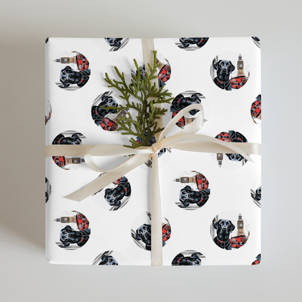 PugMug Custom Black Labrador Retriever Wrapping Paper