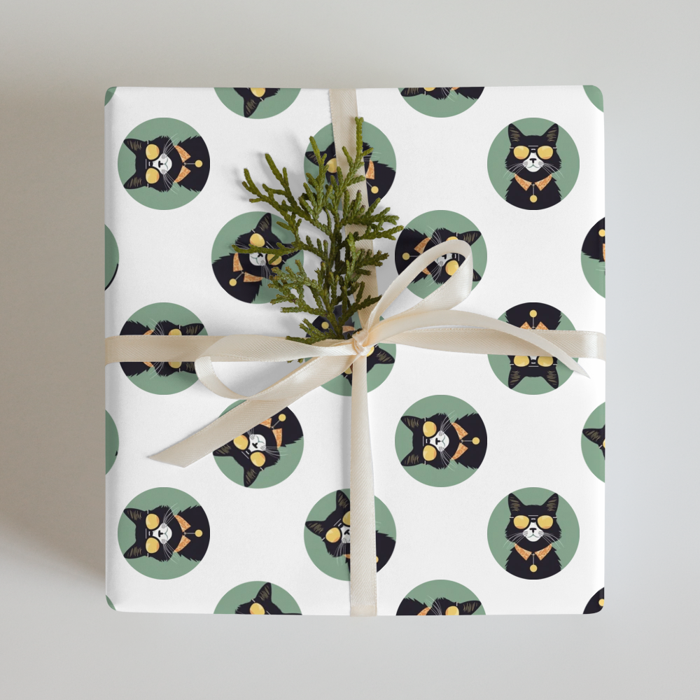 PugMug Custom Black Ragdoll Cat Wrapping Paper