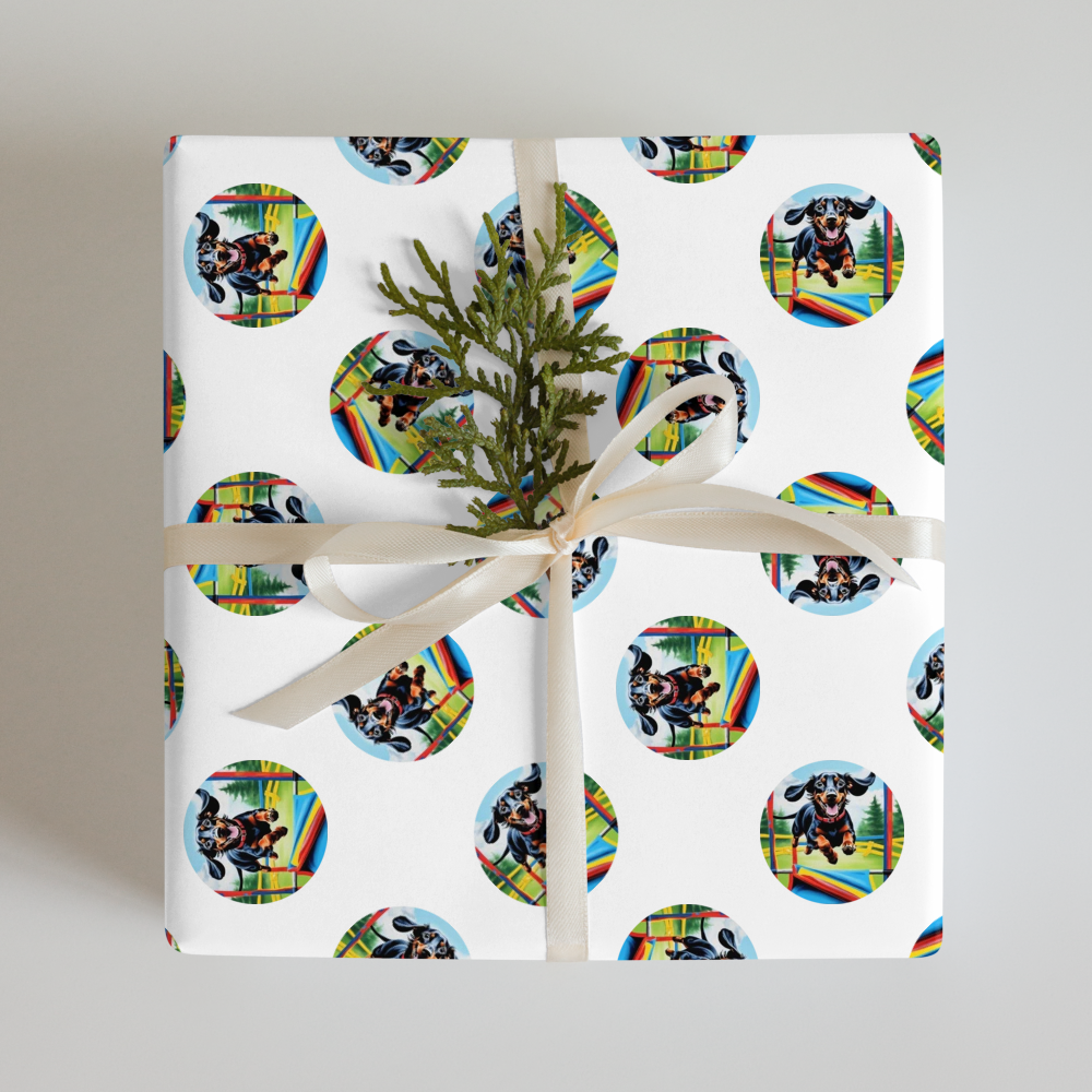 PugMug Custom Black Dachshund Wrapping Paper
