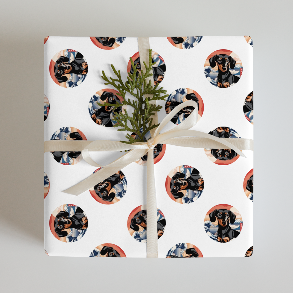PugMug Custom Black Dachshund Wrapping Paper