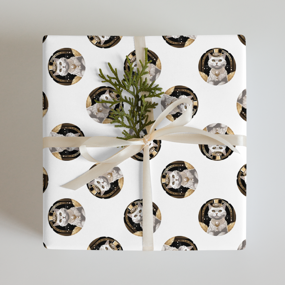 PugMug Custom White Scottish Fold Cat Wrapping Paper