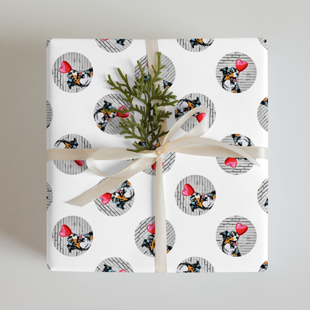 PugMug Custom Australian Shepherd Dog Wrapping Paper