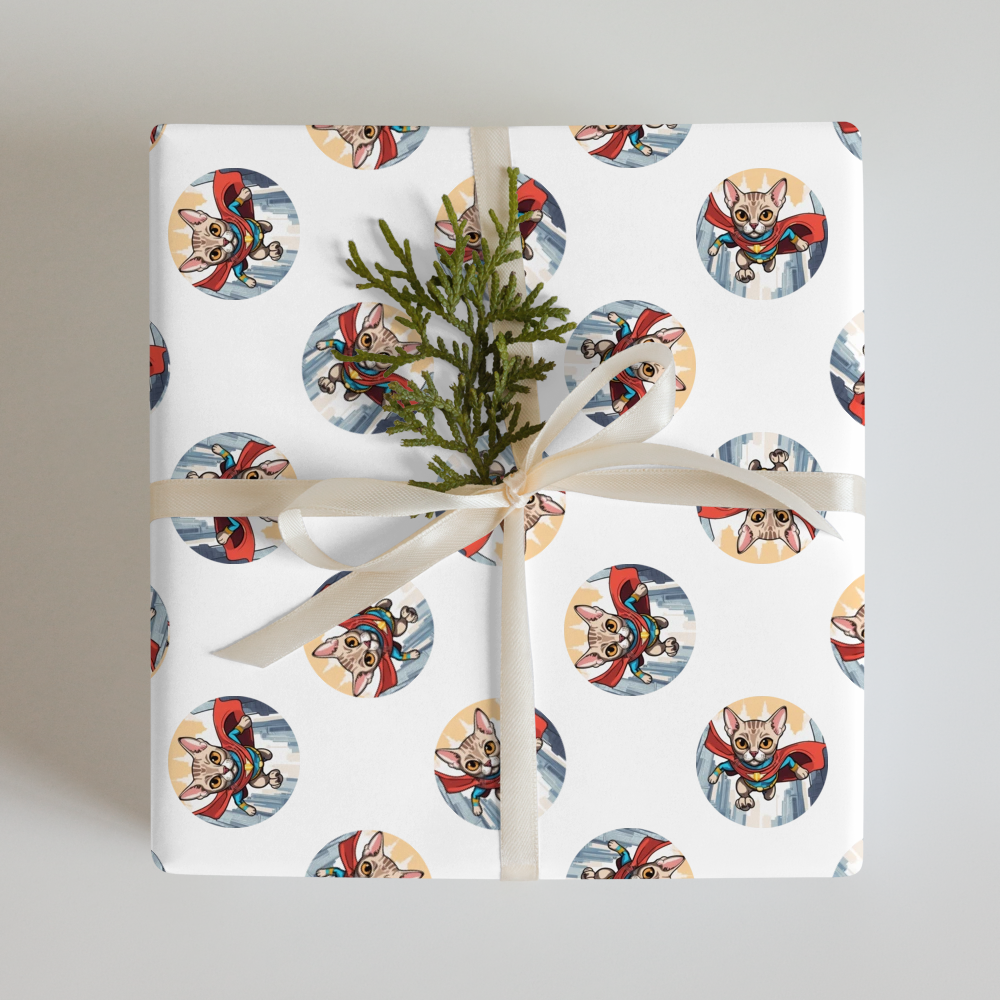 PugMug Custom Tabby Devon Rex Cat Wrapping Paper