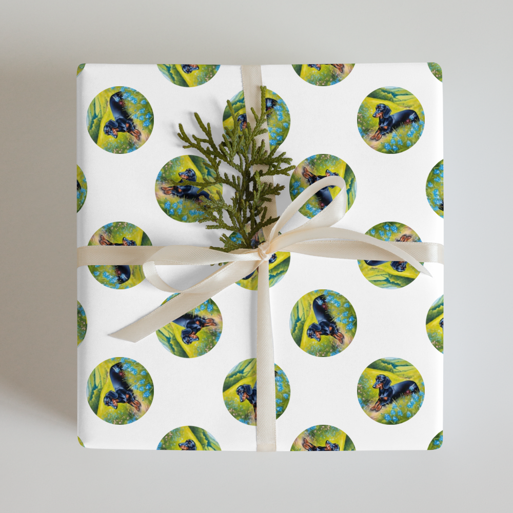 PugMug Custom Black Dachshund Wrapping Paper