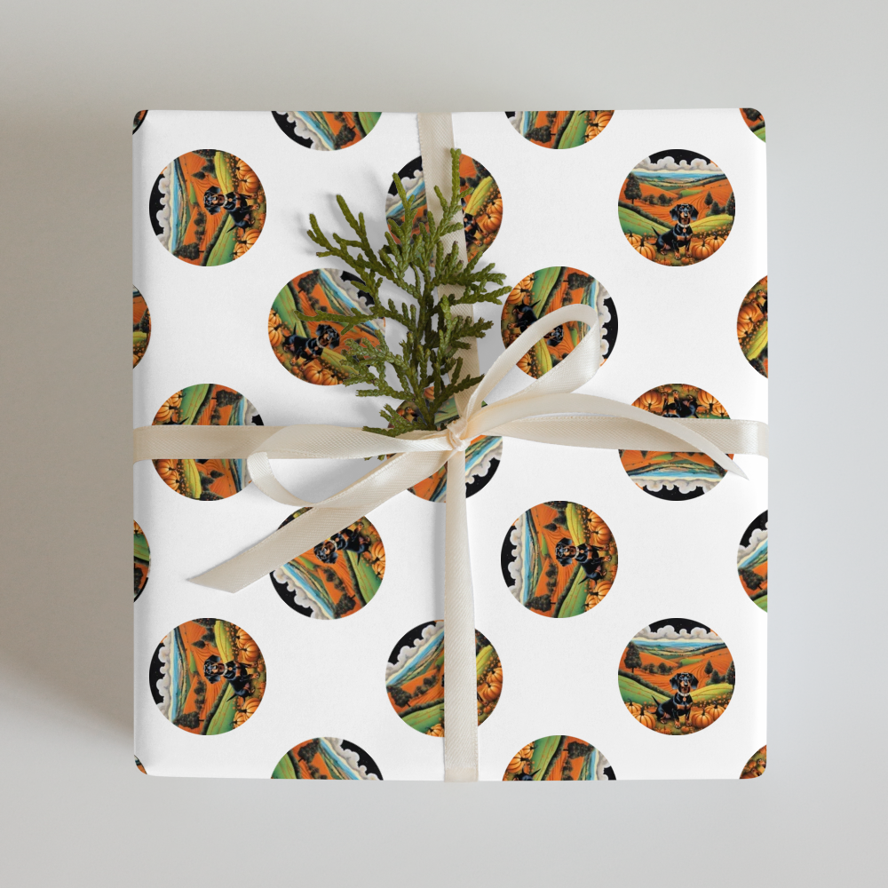 PugMug Custom Black Dachshund Wrapping Paper