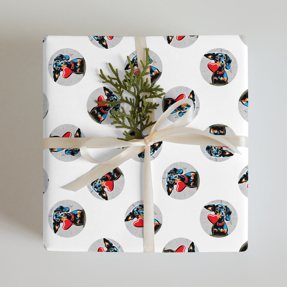 PugMug Custom Black Dachshund Wrapping Paper
