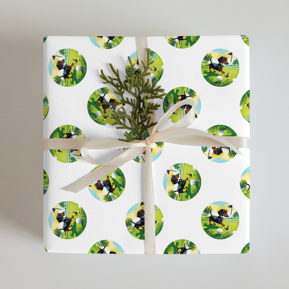 PugMug Custom Black Dachshund Wrapping Paper