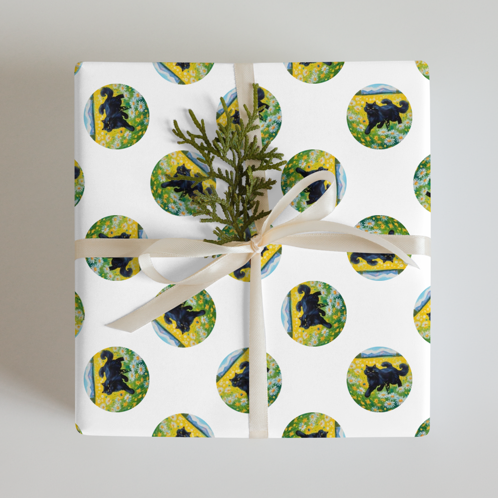 PugMug Custom Black Persian Cat Wrapping Paper