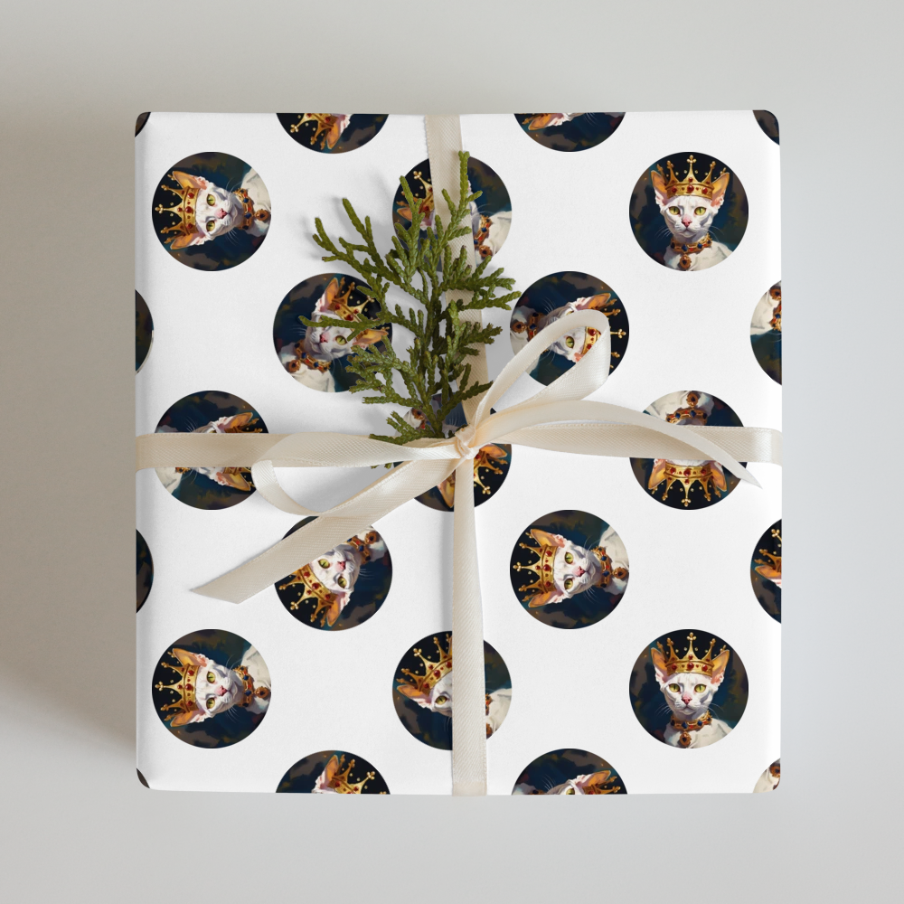 PugMug Custom White Devon Rex Cat Wrapping Paper