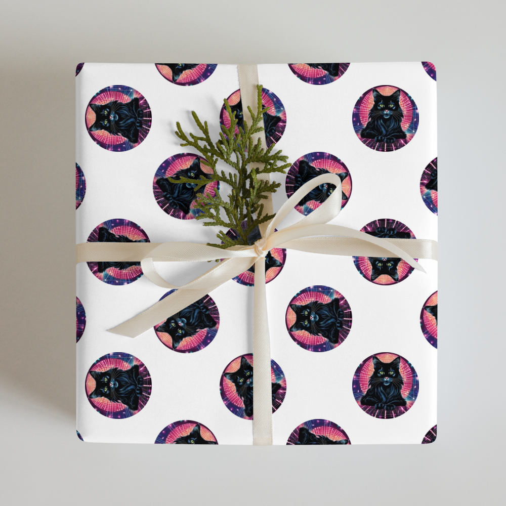 PugMug Custom Black Maine Coon Cat Wrapping Paper