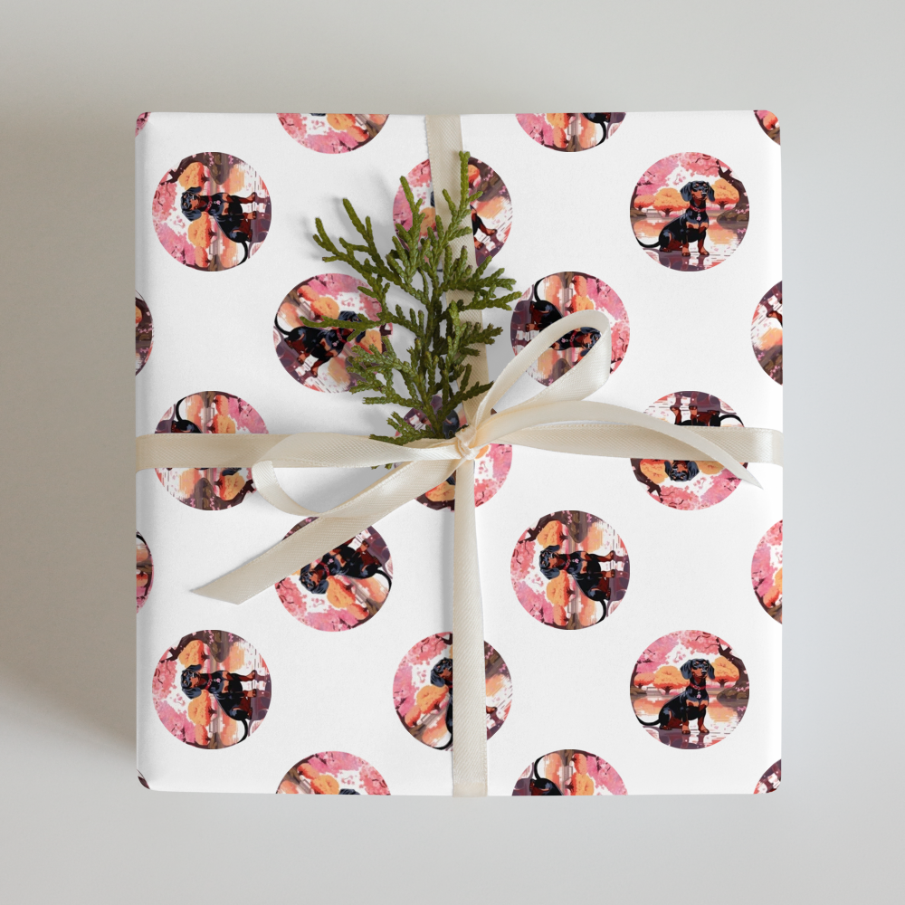 PugMug Custom Black Dachshund Wrapping Paper