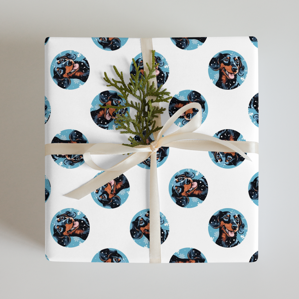 PugMug Custom Black Dachshund Wrapping Paper