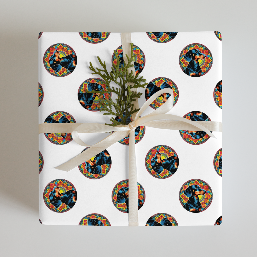 PugMug Custom Black Dachshund Wrapping Paper