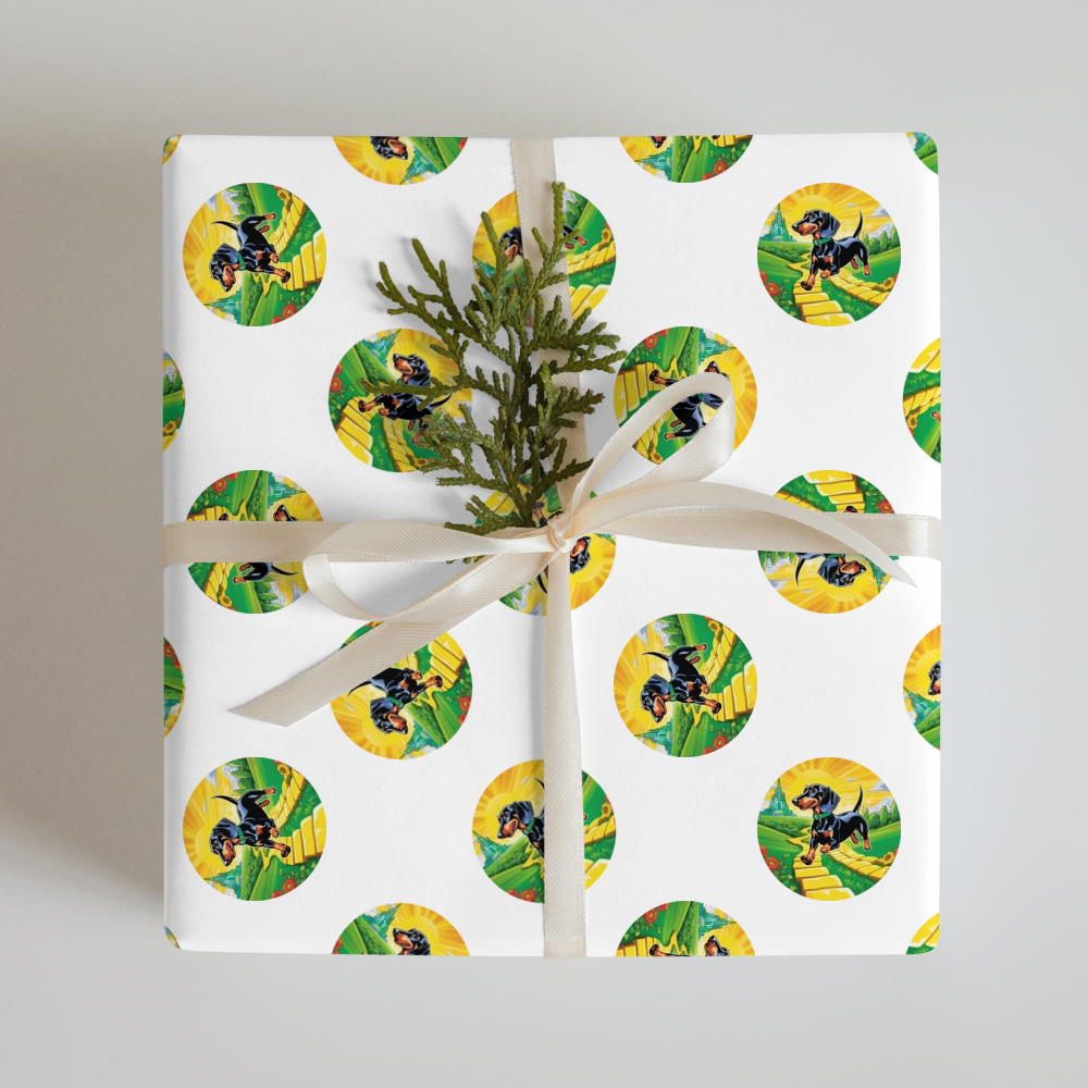 PugMug Custom Black Dachshund Wrapping Paper