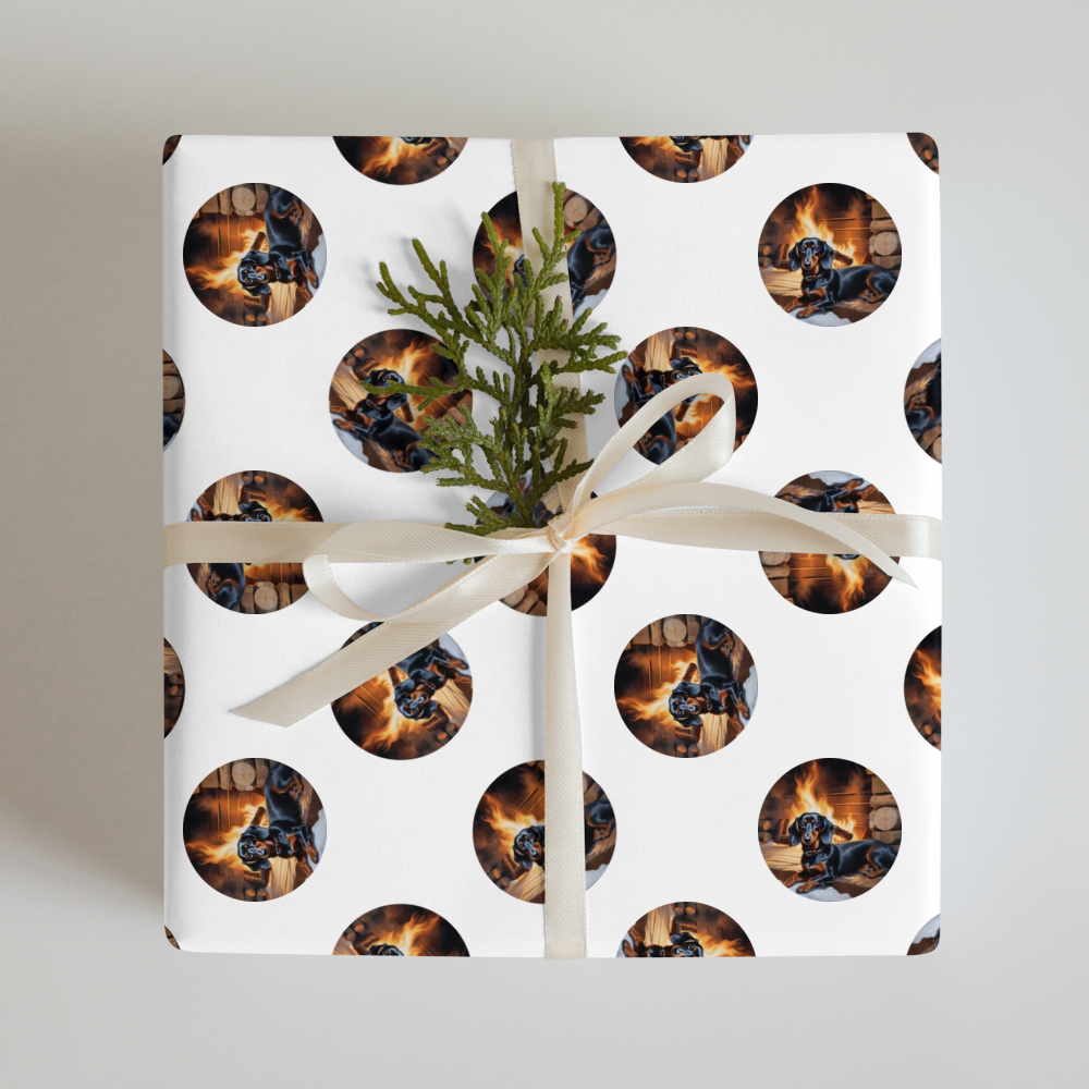 PugMug Custom Black Dachshund Wrapping Paper