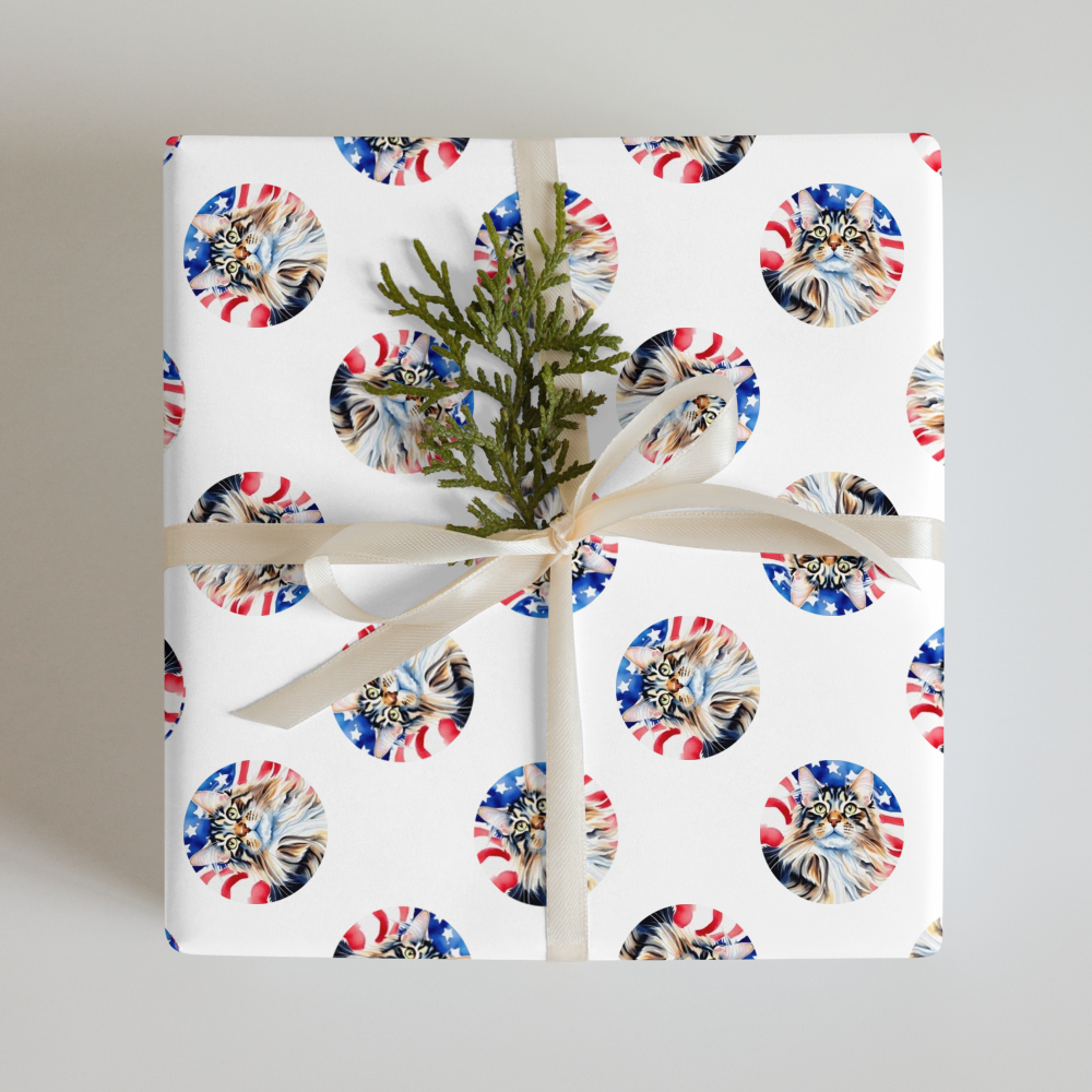 PugMug Custom Tabby Maine Coon Cat Wrapping Paper
