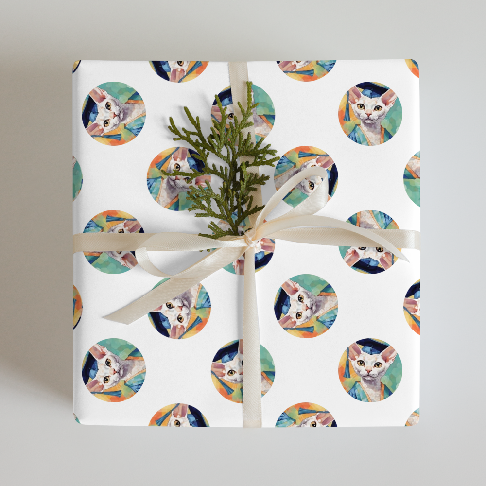 PugMug Custom White Devon Rex Cat Wrapping Paper