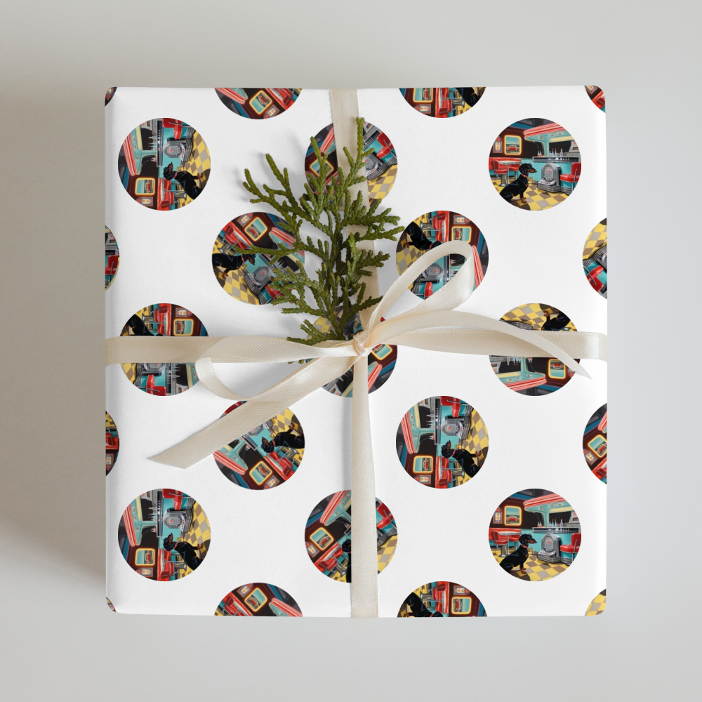PugMug Custom Black Dachshund Wrapping Paper